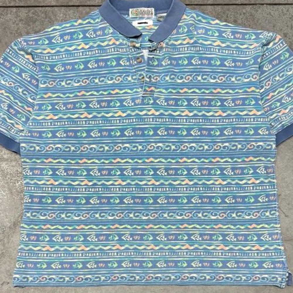 Vintage 90s The Players Men's Golf Polo w Abstract Pattern Sz XL